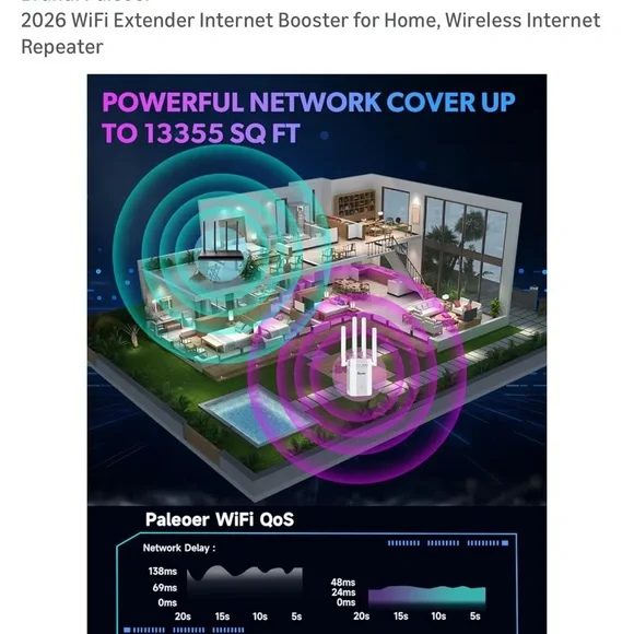 White WiFi Extender Internet Booster for home. Wireless Internet repeater - Picture 2 of 9